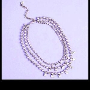 Dannijo Statement Crystal Necklace Oxidized Silver